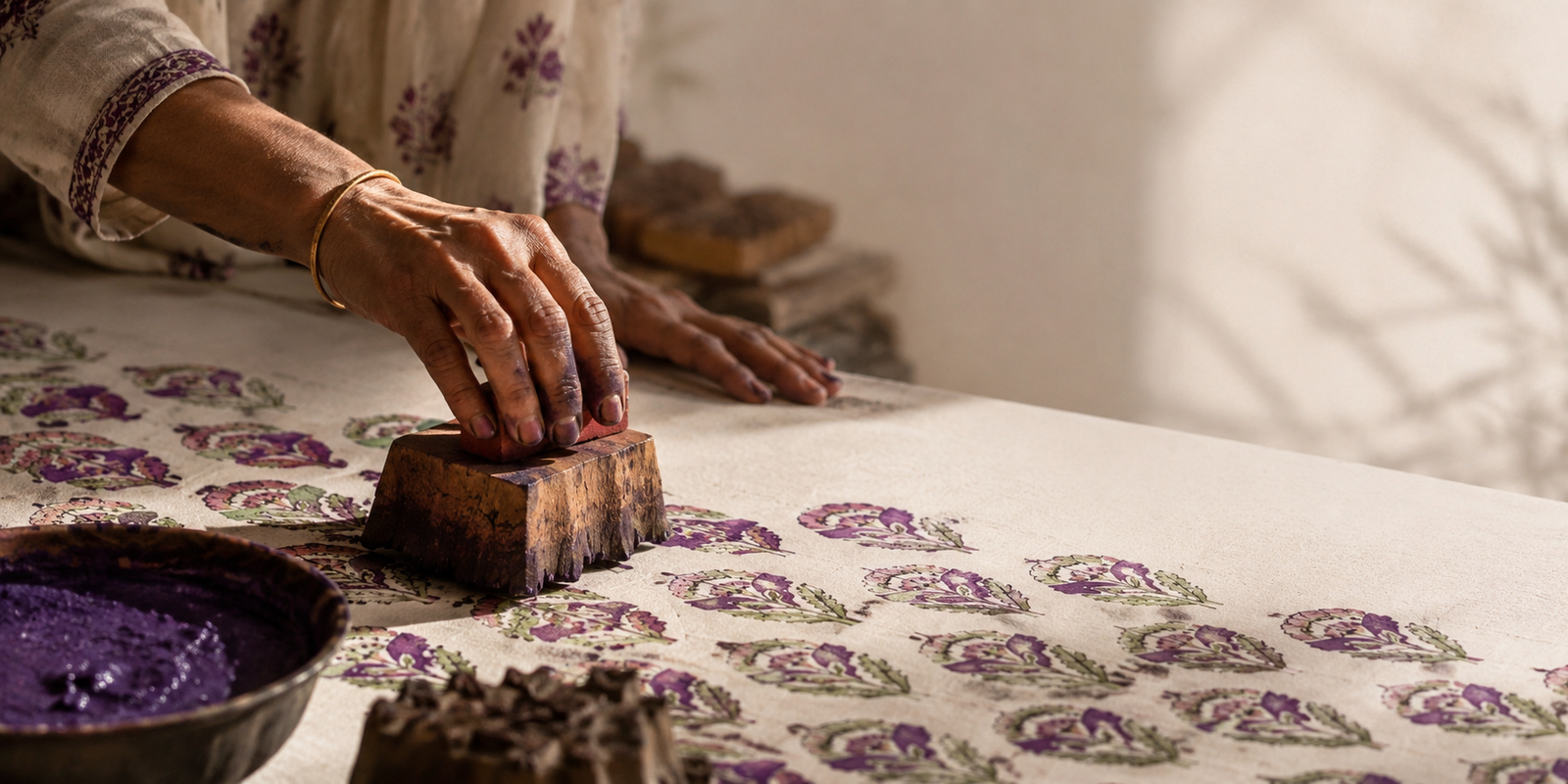 Hand Block Printed process