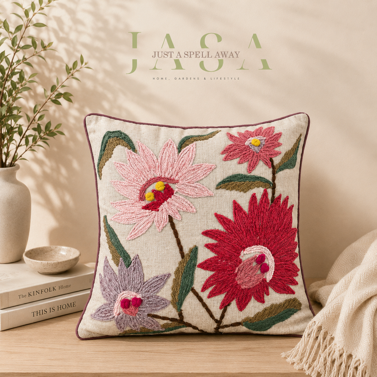 Crisom Bloom Embroidered Cushion Covers