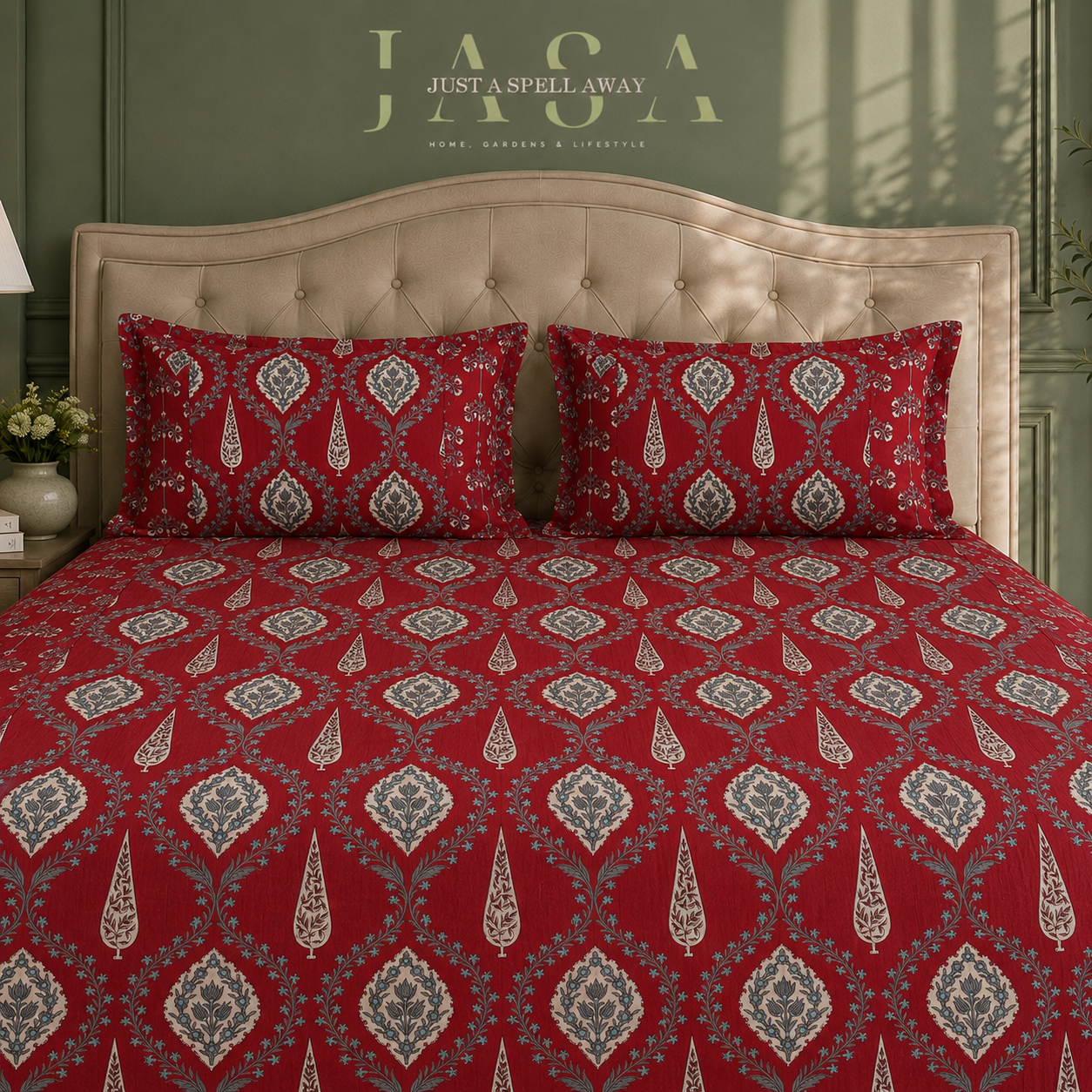 Gendha Phool (Blue)Bedsheet - Queen