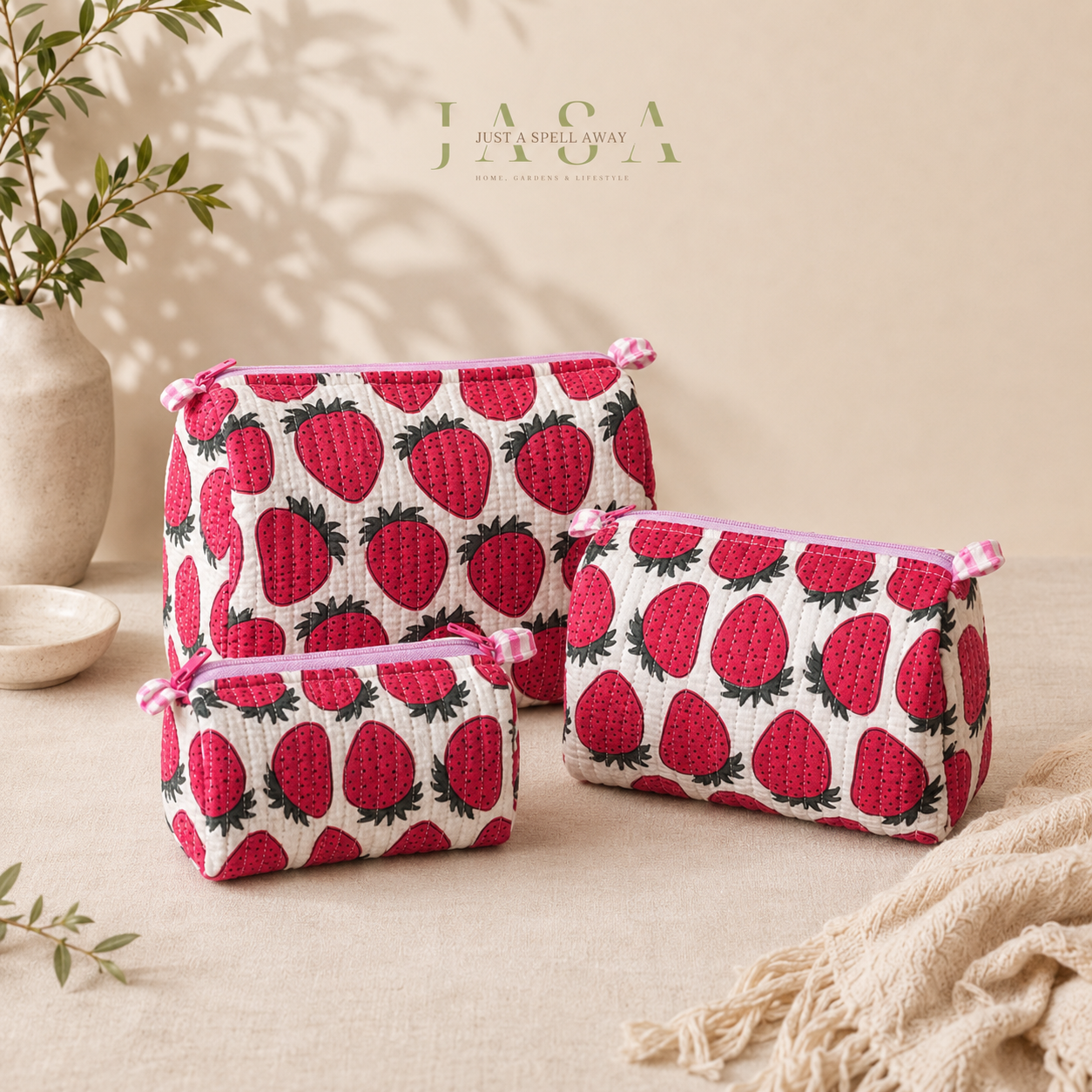 Strawberry Vanity Pouch (Set Of 3)