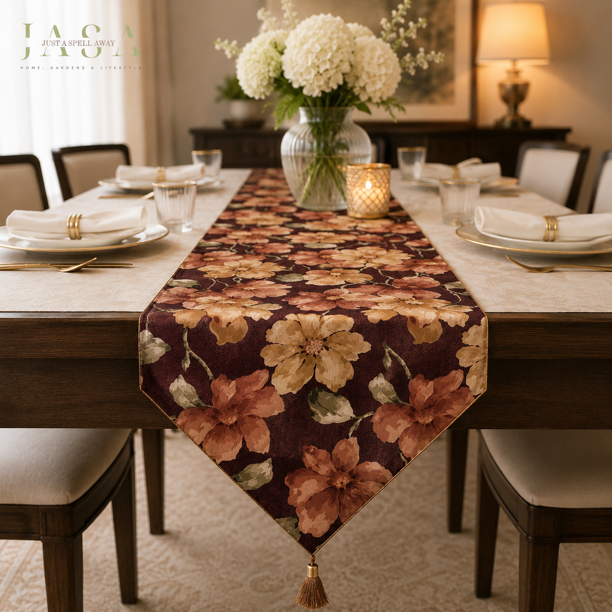 Cotton Satin Table Runner - Maroon