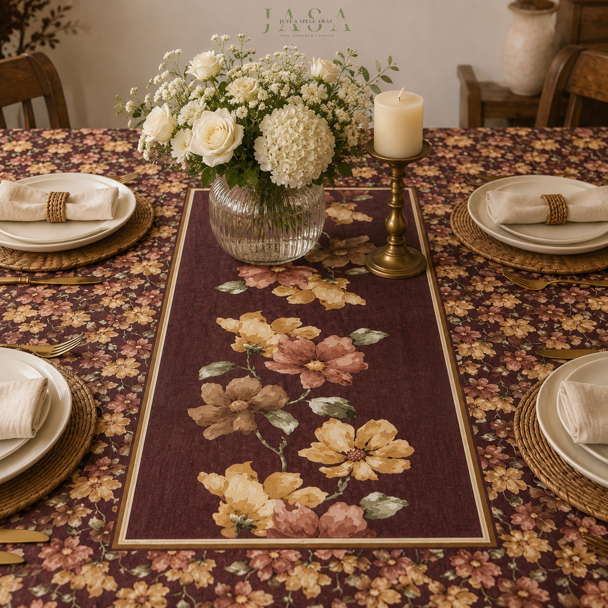 Cotton Velvet Table Cover - Maroon