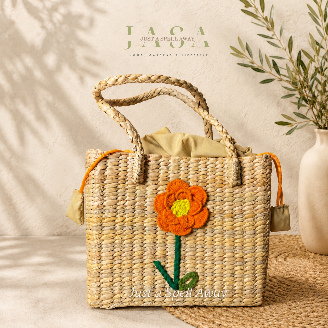 Daisy Reed Grass Handbag - Orange