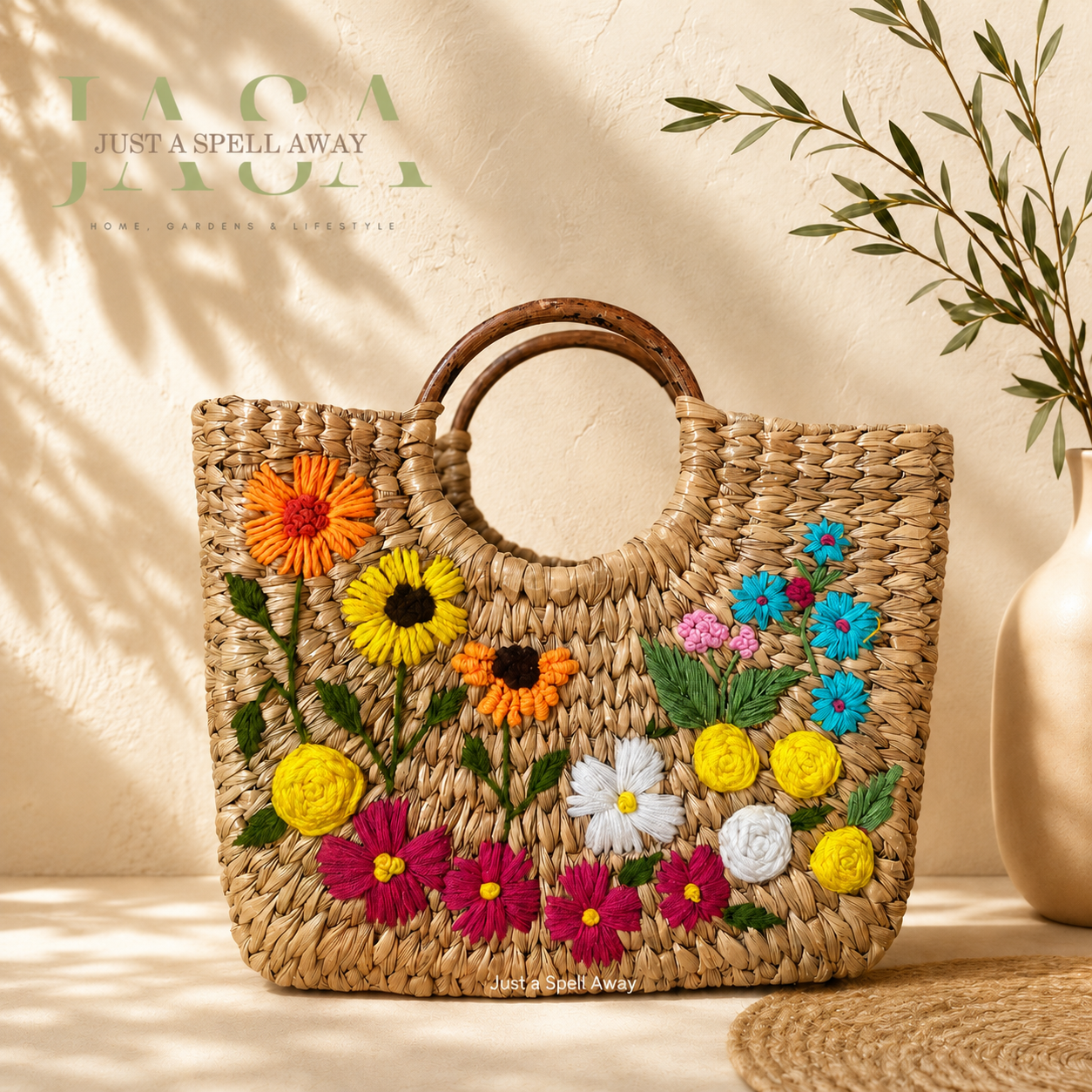 Floral Bliss Petite Bloom Reed Grass Handbag