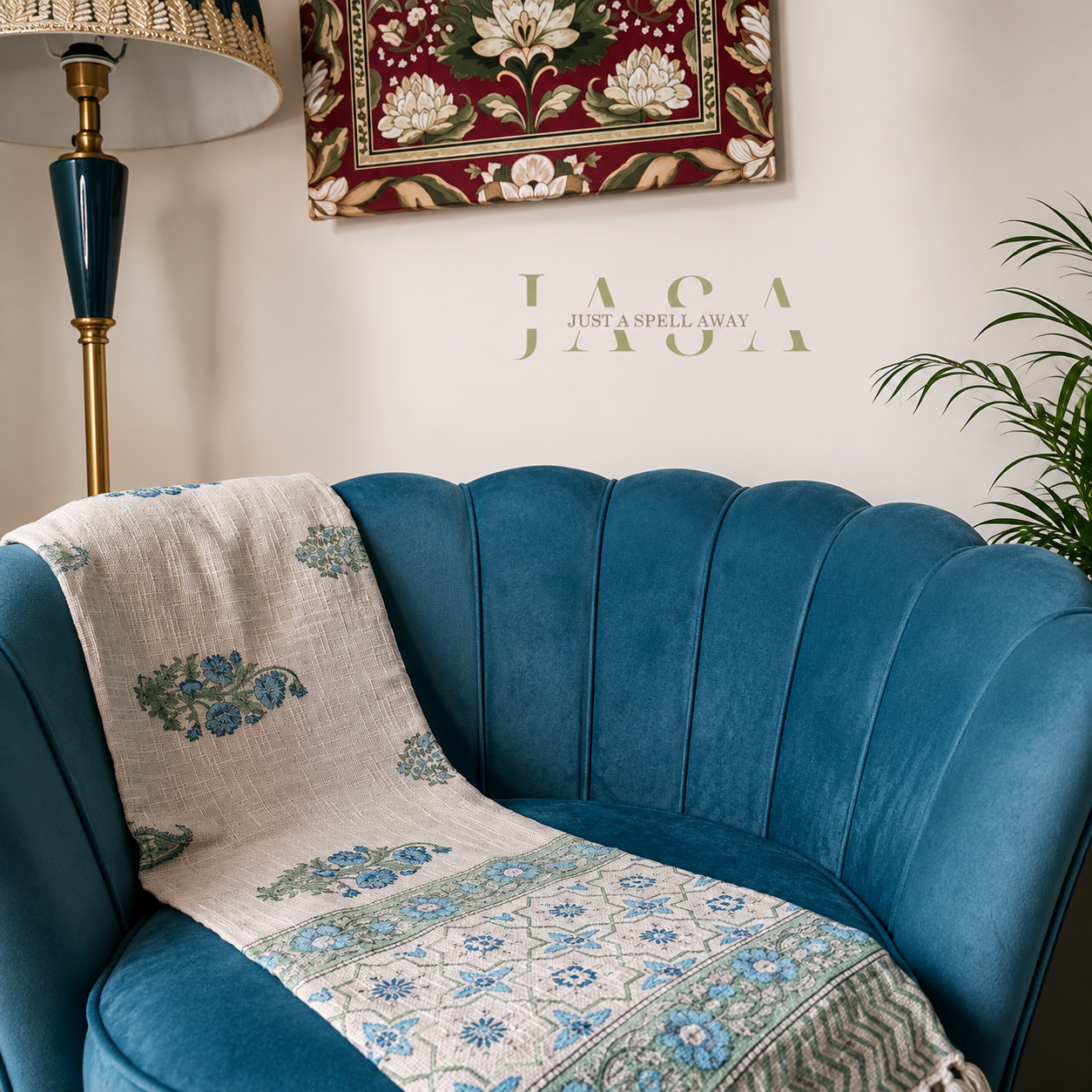 Cotton Jute Sofa Throw - Jharokha