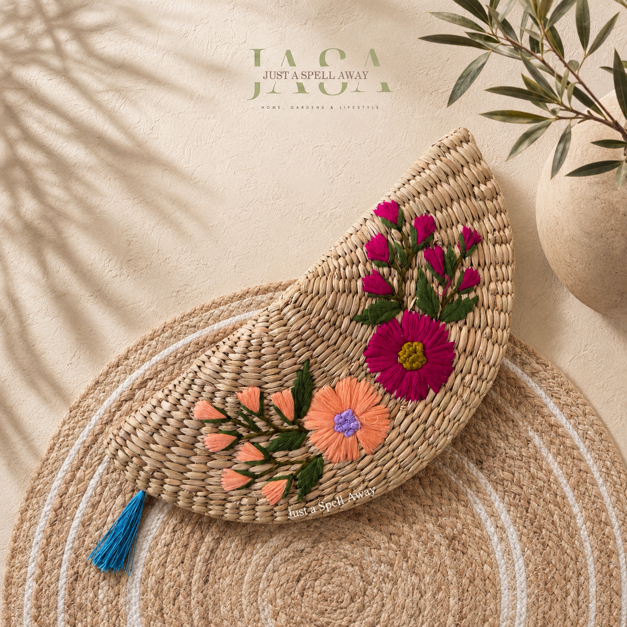 Floral Duo Reed Grass Clutch